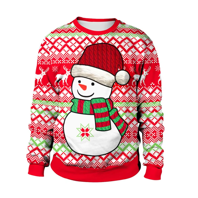 2024 Ugly Christmas Sweater for Gift Santa Elf Funny Pullover Womens Mens Jerseys Party Birthday Snowmanxmas Sweatshirt