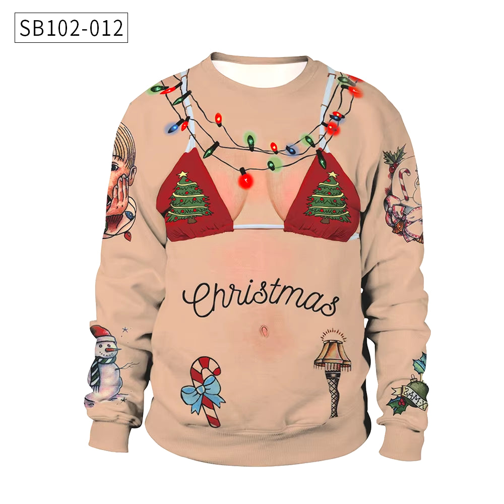 2024 Ugly Christmas Sweater for Gift Santa Elf Funny Pullover Womens Mens Jerseys Party Birthday Snowmanxmas Sweatshirt