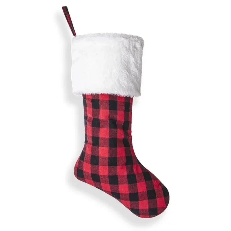 Custom Red Christmas Stocking Personalized Christmas Stocking Christmas Gift Plaid Stocking Family Stocking Holiday Stocking